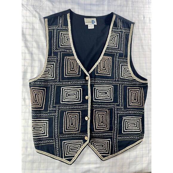 Paul Harris Jackets & Blazers - Paul Harris Design PHD Vintage Embroidered Cotton Vest Boho Tribal Spiral L